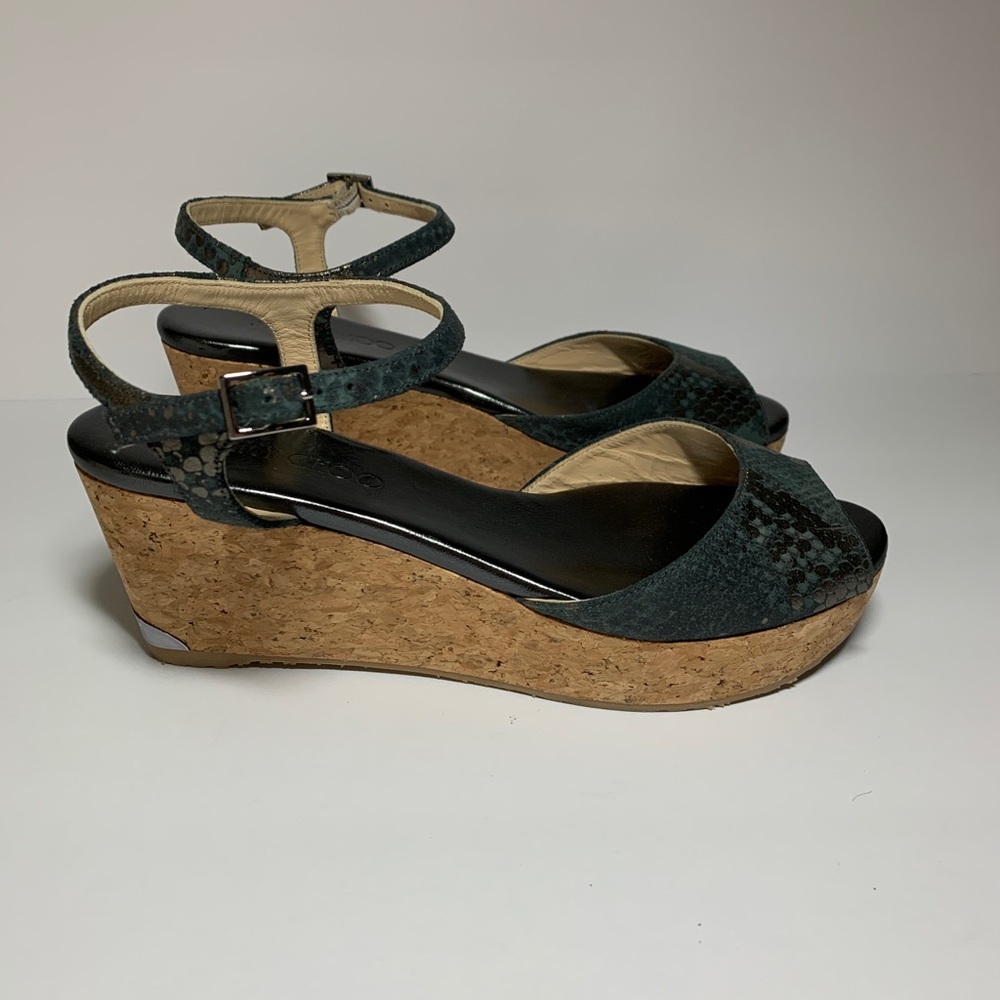 Jimmy Choo Python And Metallic Cork Wedge. - image 4
